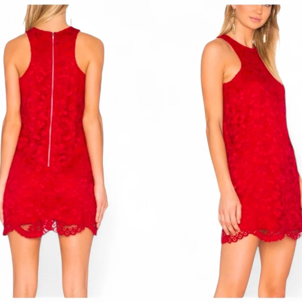 LOVERS + FRIENDS / REVOLVE Red Caspian Lace Overlay Dress - XS - Picture 4 of 11